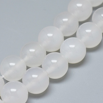 Natural White Agate Beads Strands, Grade A, Round, 10~10.5mm, Hole: 0.7mm, about 38 pcs/Strand, 15.16 inch(38.5 cm)