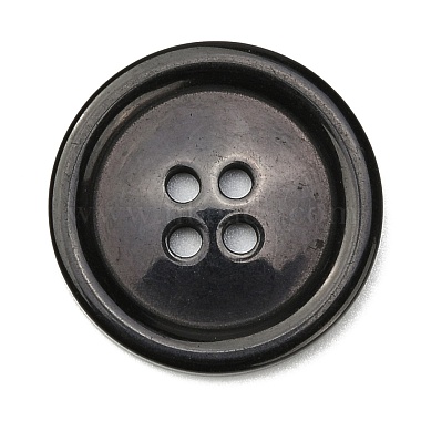 25mm Black Flat Round Resin 4-Hole Button