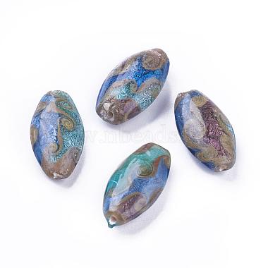 26mm MediumBlue Oval Foil Glass Beads