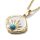 Synthetic Turquoise Rhombus with Sun Pendant Necklace with Enamel(NJEW-C012-04G)-1
