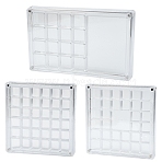 3Pcs 3 Styles Transparent Acrylic Grided Storage Boxes with Magnetic Lid for Loose Shell Beads, Rectangle and Square, Clear, 11.8~17.9x11~11.7x1.3~1.45cm, 1pc/style(CON-YW0001-99)