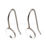 304 Stainless Steel Earring Hooks, Flat Round, Stainless Steel Color, 20.5x6x13.5mm, Hole: 1.2mm, Pin: 0.8mm(STAS-B087-09A-P)