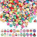 400Pcs 2 Styls Handmade Polymer Clay Beads, Fruit Theme, Mixed Color, 7~14x6~10x4~5mm, Hole: 1.5~2mm, 200pcs/style(CLAY-SP0001-16)