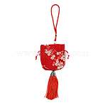 Silk Packing Pouches, Vintage Scented Sachet Perfume Bag, with Tassel, Red, 32~34cm(ABAG-L005-E01)