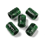 Natural Myanmar Jade/Burmese Jade Carved European Beads, Large Hole Beads, Dyed, Column, 15x11mm, Hole: 6mm(G-E418-28-01)