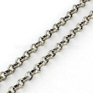 Iron Rolo Chains, Belcher Chain, Unwelded, with Spool, Antique Silver, 5.8x2mm, about 16.4 Feet(5m)/roll(X-CH-J001-BL5.8-AS)