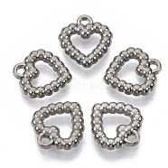 CCB Plastic Charms, for DIY Jewelry Making, Heart, Gunmetal, 14.5x13x3mm, Hole: 0.8~1.6mm, about 2200pcs/500g(CCB-N003-21G)