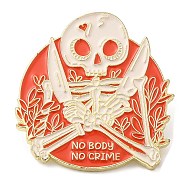 Halloween Skull Enamel Pin, Golden Zinc Alloy Brooch for Backpack Clothes, Tool, 30x28.5x2mm(JEWB-E023-07G-05)