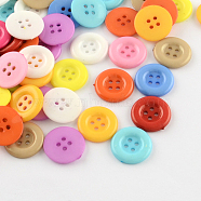 4-Hole Plastic Buttons, Flat Round, Mixed Color, 18x2.5mm, Hole: 2mm(BUTT-R034-051)