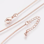 Long-Lasting Plated Brass Snake Chain Necklaces, with Lobster Claw Clasp, Nickel Free, Real Rose Gold Plated, 18.1 inch (46cm), 1mm(NJEW-K112-04RG-NF)