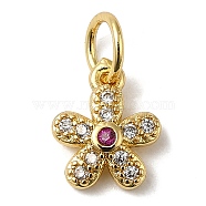 Rack Plating Brass Pendants, with Cubic Zirconia, Lead Free & Cadmium Free, Flower, Real 18K Gold Plated, 9x7.5x2mm(KK-M271-07G)