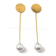 Iron with ABS Imitation Pearl Hair Stick Findings, Golden, 77x15x12mm(MAK-K021-04G)