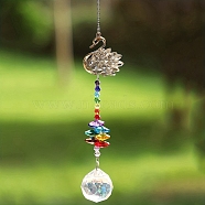 Metal Swan Hanging Ornaments, Teardrop Glass Suncatchers for Home Outdoor Decoration, Clear, 360mm(PW-WG92535-02)