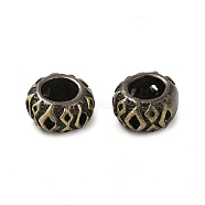 Tibetan Style Rack Plating Brass European Bead, Long-Lasting Plated, Large Hole Beads, Rondelle, Antique Bronze, 9x5mm, Hole: 5.5mm(KK-Q805-03AB)