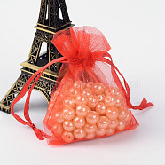 Organza Gift Bags with Drawstring, Jewelry Pouches, Wedding Party Christmas Favor Gift Bags, Red, 9x7cm(X-OP-R016-7x9cm-01)