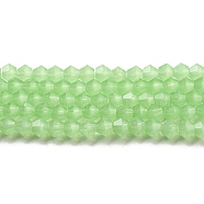 Imitation Jade Glass Beads Strands, Faceted, Bicone, Green, 4x4mm, Hole: 0.8mm, about 82~85pcs/strand, 12.01~12.2 inch(30.5~31cm)(EGLA-A039-J4mm-D01)