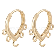 Brass Hoop Earring Findings, with Horizontal Loops, Teardrop, Real 18K Gold Plated, 17.5x18x2.5mm, Hole: 1.2mm, Pin: 0.8mm(ZIRC-YW0001-05G)