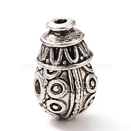 Tibetan Style Alloy 3 Hole Guru Beads, T-Drilled Beads, Teardrop, Antique Silver, 8x6mm, Hole: 6mm and 1.6mm(FIND-A031-04AS)