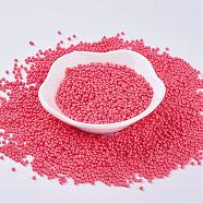 12/0 Grade A Round Glass Seed Beads, Baking Paint, Hot Pink, 12/0, 2x1.5mm, Hole: 0.7mm, about 30000pcs/bag(SEED-Q009-FJX23)