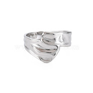 304 Stainless Steel Irregular Wide Band Open Cuff Ring for Women, Stainless Steel Color, US Size 9(18.9mm)(RJEW-N038-049P)