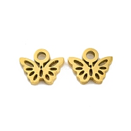 Ion Plating(IP) 304 Stainless Steel Charms, Laser Cut, Butterfly Charm, Real 18K Gold Plated, 6x7x1mm, Hole: 1.2mm(STAS-D051-48G)