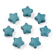 Spray Painted Acrylic Beads, Star, Dark Turquoise, 8.5x9.5x5mm, Hole: 2mm, about 2050pcs/500g(MACR-S373-45-O08)