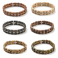 Wooden Watch Band Bracelets for Women Men, with 304 Stainless Steel Clasp, Mixed Color, 9-7/8 inch(25cm).(BJEW-M306-01P)