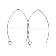 304 Stainless Steel Earring Hooks, Ear Wire, with Horizontal Loop, Stainless Steel Color, 39~40x24x0.9mm, Hole: 2mm, Pin: 0.9mm(X-STAS-F191-02P-A)