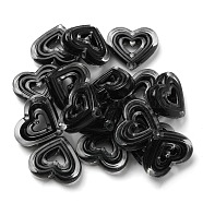 Acrylic Beads, Bead in Bead, Heart, Black, 19.5x23x6mm, Hole: 3mm(X-SACR-G033-01C)