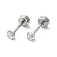 304 Stainless Steel Crystal Rhinestone Ear False Plugs, Gauges Earrings for Women Men, Stainless Steel Color, 3mm(STAS-C089-04A-P)