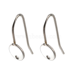304 Stainless Steel Earring Hooks, Flat Round, Stainless Steel Color, 20.5x6x13.5mm, Hole: 1.2mm, Pin: 0.8mm(STAS-B087-09A-P)