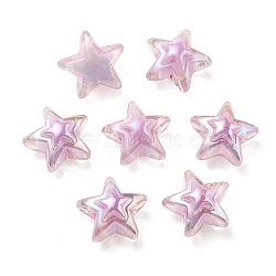 UV Plating Rainbow Iridescent Transparent Acrylic Beads, Two Tone, Star, Violet, 15.5~16x16.5x9.5mm, Hole: 2.6mm(OACR-C007-06E)