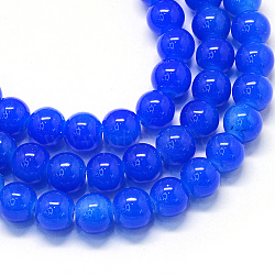 Baking Painted Imitation Jade Glass Round Bead Strands, Royal Blue, 8.5~9mm, Hole: 1.5mm, about 105pcs/strand, 31.8 inch(X-DGLA-Q021-8mm-33)
