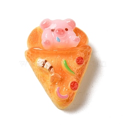 Cute Pig Theme Resin Imitation Food Decoden Cabochons, Pizza, 25.5x19x11mm(RESI-U0003-02B)