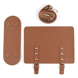 PU Leather Bag Bottom and Handles, for Women Bags Handmade DIY Accessories, Chocolate, 3pcs(PW-WG13201-02)