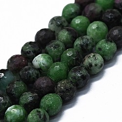 Natural Ruby in Zoisite Beads Strands, Faceted, Round, 5.5mm, Hole: 0.7mm, about 72pcs/strand, 15.75 inch(40cm)(G-G927-48)