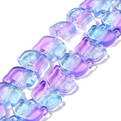 Transparent Glass Beads Strands, Elephant, Magenta, 10x12x3mm, Hole: 1mm, about 45~48pcs/strand, 17.32 inch(44cm)(GLAA-F114-03H)