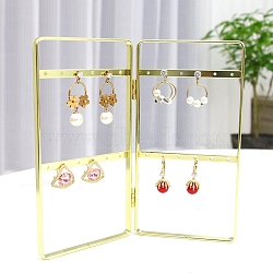 Foldale Iron Earring Display Rack, Jewelry Stand For Hanging Earrings, Rectangle, Golden, 5x170x160mm(PW-WG64179-02)