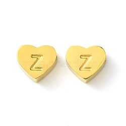 Ion Plating(IP) 316L Surgical Stainless Steel Beads, Nickel Free, Love Heart with Letter Bead, Real 18K Gold Plated, Letter Z, 5.5x6.5x2.5mm, Hole: 1.4mm(STAS-R230-01Z-G-1)