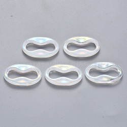 Transparent Acrylic Linking Rings, AB Color Plated, Imitation Gemstone Style, Oval, Clear AB, 34.5x21x5.5mm, Inner Diameter: 26.5x9mm(TACR-T016-02A)