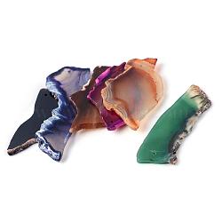 Natural Agate Gemstone Pendants, Dyed, Nuggets, Mixed Color, 40~80x20~45x3~4mm, Hole: 2mm(G-Q458-02)