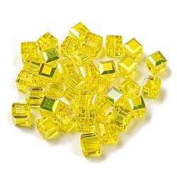 Electroplate Glass Beads, Faceted, Cube, Yellow, 5.5x5.5x5.5mm, Hole: 1.5mm, 100pcs/bag(EGLA-Z004-04B-02)