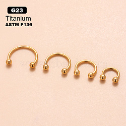 G23 Titanium Hoop Nose Rings, C-Shaped, Golden, 8mm, Pin: 1.2mm, Head: 3mm(WGCC61E-04)