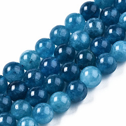 Natural Quartz Beads Strands, Dyed, Round, Steel Blue, 8mm, Hole: 1~1.2mm, about 45~46pcs/strand, 14.76 inch(37.5cm)(G-S276-14B)