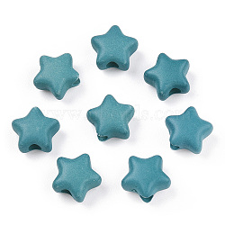 Spray Painted Acrylic Beads, Star, Dark Turquoise, 8.5x9.5x5mm, Hole: 2mm, about 2050pcs/500g(MACR-S373-45-O08)