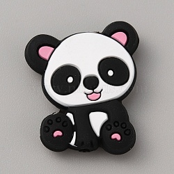 Panda Silicone Beads, DIY Nursing Necklaces and Bracelets Making, Chewing Pendants For Teethers, Pink, 28.5x24x6.5mm, Hole: 2mm(SIL-WH0002-82C)