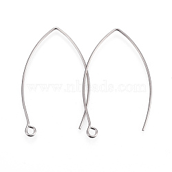 304 Stainless Steel Earring Hooks, Ear Wire, with Horizontal Loop, Stainless Steel Color, 39~40x24x0.9mm, Hole: 2mm, Pin: 0.9mm(X-STAS-F191-02P-A)