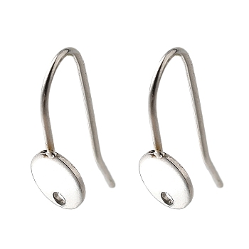 304 Stainless Steel Earring Hooks, Flat Round, Stainless Steel Color, 20.5x6x13.5mm, Hole: 1.2mm, Pin: 0.8mm