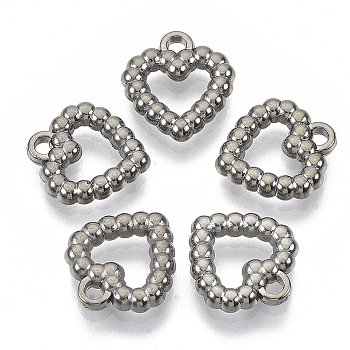 CCB Plastic Charms, for DIY Jewelry Making, Heart, Gunmetal, 14.5x13x3mm, Hole: 0.8~1.6mm, about 2200pcs/500g