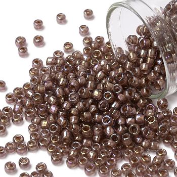 TOHO Round Seed Beads, Japanese Seed Beads, (1850) Mauve Lined Topaz Rainbow, 8/0, 3mm, Hole: 1mm, about 10000pcs/pound